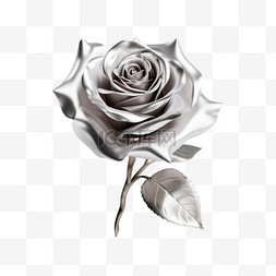 白玫瑰镂空图片_建模银色玫瑰元素立体免抠图案