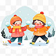 冬天免抠元素孩子玩雪插画