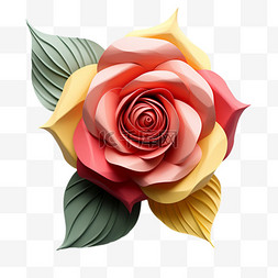 纹理七彩玫瑰元素立体免抠图案