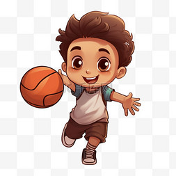 创意打篮球男孩元素立体免抠图案