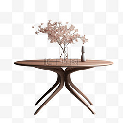 立体写实餐桌图片_现代餐桌家具元素立体免抠图案