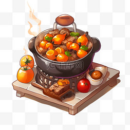 特色炖煮烤肉图片_春节温馨围炉煮茶冬季菜肴29设计