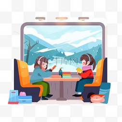 春节冬季人物坐列车回家14PNG素材