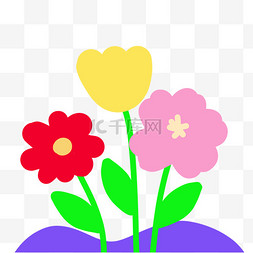 花朵配色图片_多巴胺春季花朵植物设计图