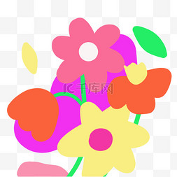 花朵配色图片_多巴胺配色春季花朵设计
