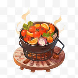 围炉煮茶插画图片_春节温馨围炉煮茶冬季菜肴24设计