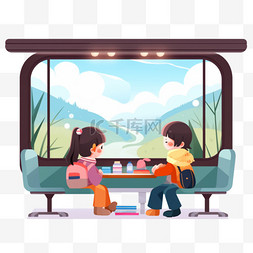 春节冬季人物坐列车回家11免抠元