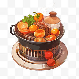 围炉煮茶手绘图片_春节温馨围炉煮茶冬季菜肴23图片