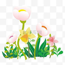 绿色小清新花朵图片_春天植物花丛小清新花朵草丛png图
