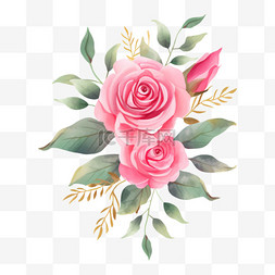 粉色玫瑰花插画情人节装饰元素