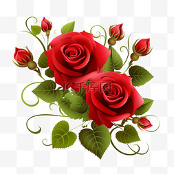 红色玫瑰花情人节装饰元素