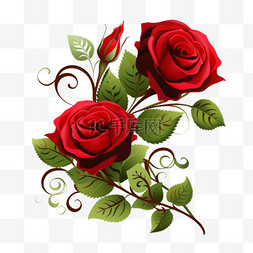 唯美情人节装饰图片_红色玫瑰花情人节装饰元素