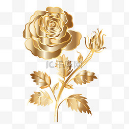 金色渐变扁平玫瑰花情人节元素