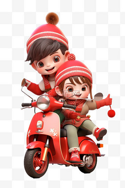 男孩骑着摩托车图片_新年可爱孩子摩托车免抠立体元素