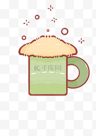 卡通茶杯绿色杯子素材