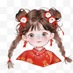 手绘的小马图片_新年卡通手绘可爱女孩元素