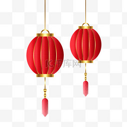 中国风鎏金红灯笼新年免抠元素