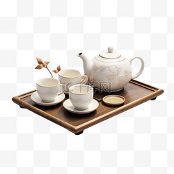 茶具装饰图片_合成茶具艺术元素立体免扣图案