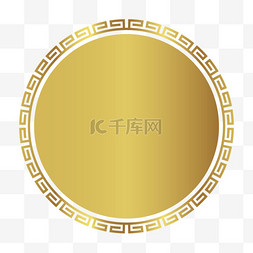 中式圆形金色边框新年春节元素