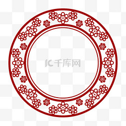 红色中式剪纸圆形边框新年春节元