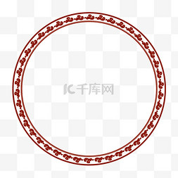 红色中式圆形边框新年春节免抠元
