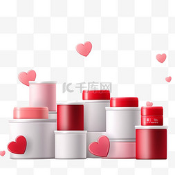 产品展示背景红色图片_带有产品展示圆柱形的情人节促销