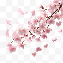 白色飘落花瓣图片_透明背景上的樱花飞花