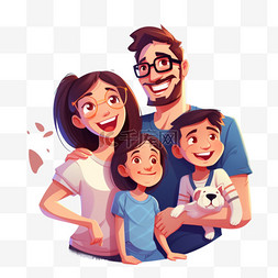 一组家庭的插图图片_一组幸福的家庭插图
