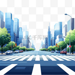 晨曦风光图片_人行横道的城市景观