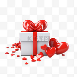 3d 情人节背景与礼品盒和心