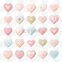 情人节的剪贴画图片_心形贴纸，可爱的粉色情人节情人