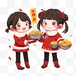 春节背景图片_新年孩子元宵节元宵卡通手绘元素