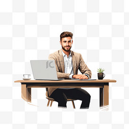 一个坐在办公桌前的男人