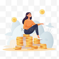 理财投资图片_货币金融理财财富投资女人坐在一