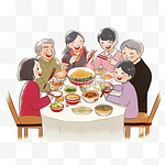 一家人团聚团圆卡通手绘新年元素