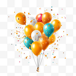 气球和小彩旗图片_奢华的气球和五彩纸屑祝你生日快