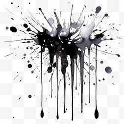 画笔墨迹笔刷图片_黑色水墨水彩的飞溅和水滴
