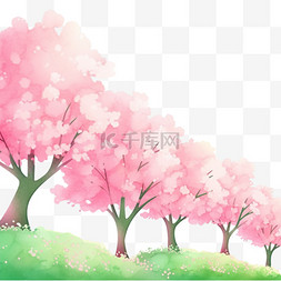 寓意枝繁叶茂图片_一颗樱花树春天手绘元素