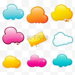 不同形状的云图片_不同表情的彩色演讲气泡