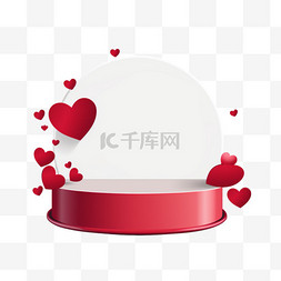 横幅爱心图片_带有产品展示圆柱形的情人节促销