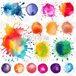 彩色艺术抽象图片_手绘彩色水彩画笔画集向量