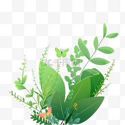 绿色植物春天叶子简约免抠元素