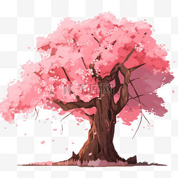 茂密图片_粉色春天樱花树手绘元素