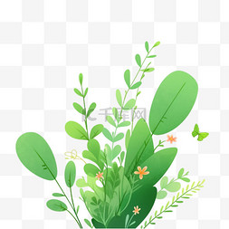 叶子背景简约图片_绿色春天植物叶子简约免抠元素