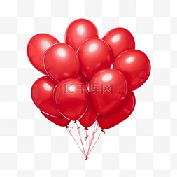 立体红色气球图片_AICG红色气球元素立体免抠图案