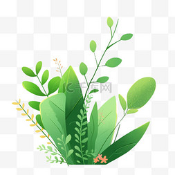 简约简笔画背景图片_简约春天绿色植物叶子免抠元素