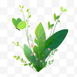 深绿牛蛙图片_绿色植物叶子简约免抠春天元素