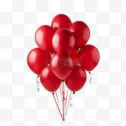 立体红色气球图片_几何红色气球元素立体免抠图案