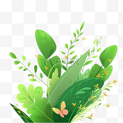 绿色背景素材免抠图片_春天绿色简约植物叶子免抠元素