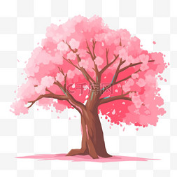 元素春天一颗粉色的樱花树手绘